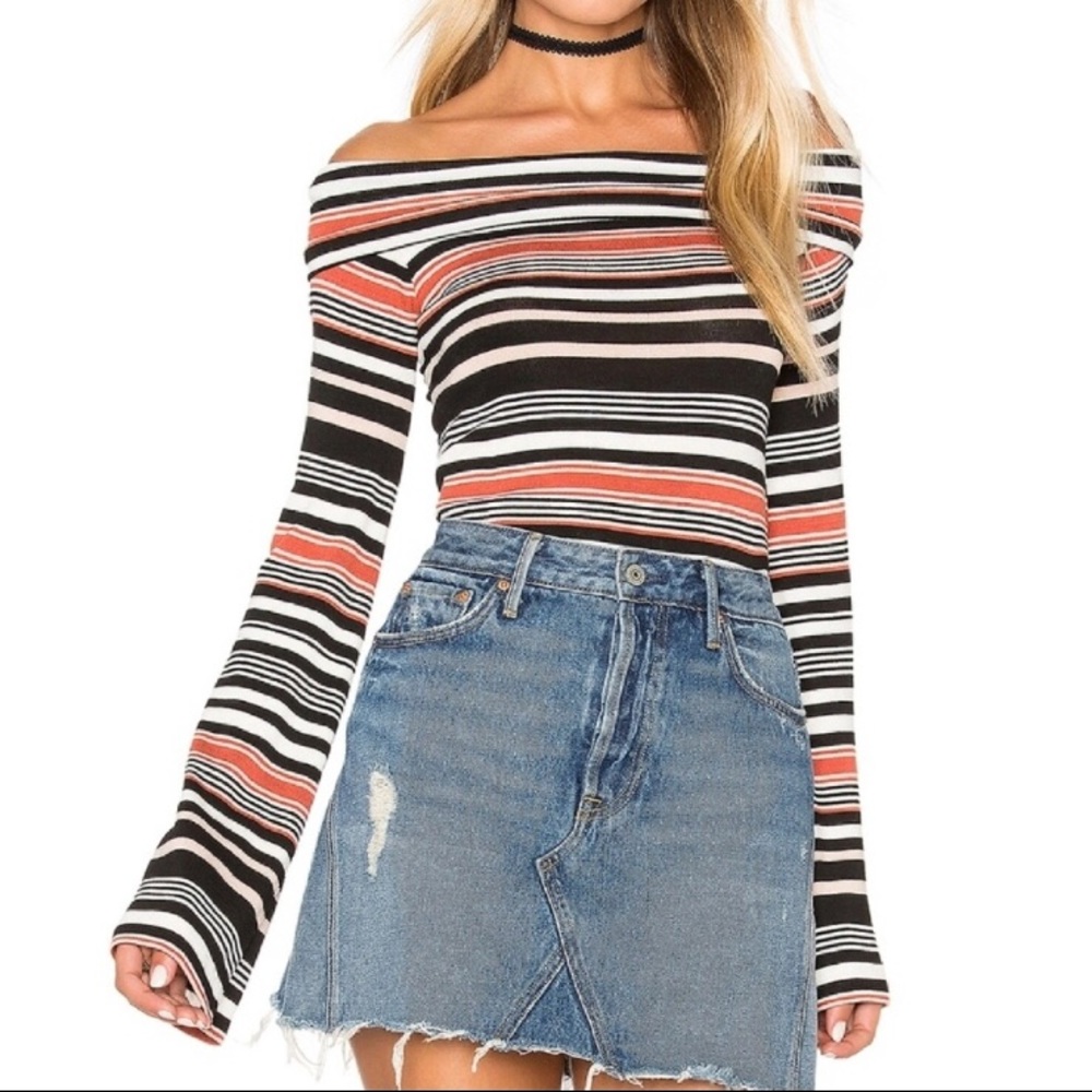 Free People Striped Off the Shoulder Top